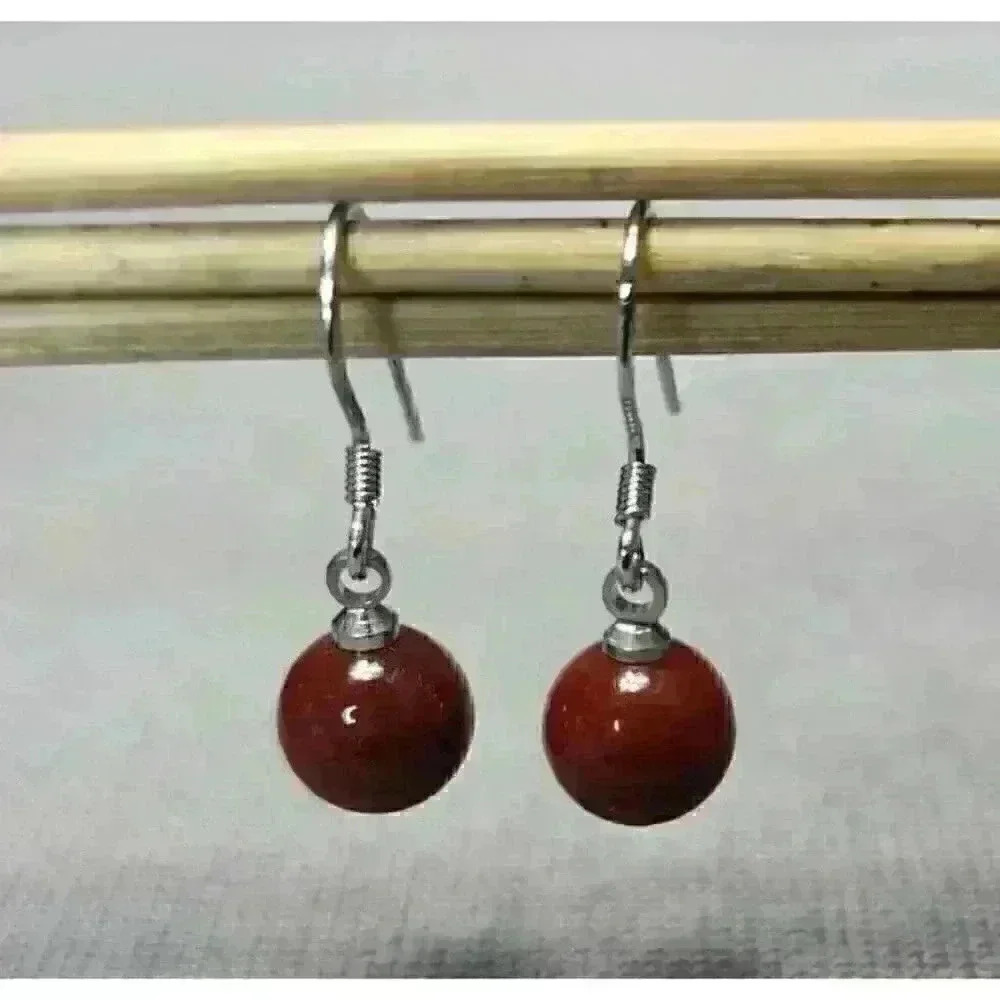 Vintage Sterling Silver & Agate Dangle Drop Earrings Pierced .925 Southwestern - Picture 4 of 6